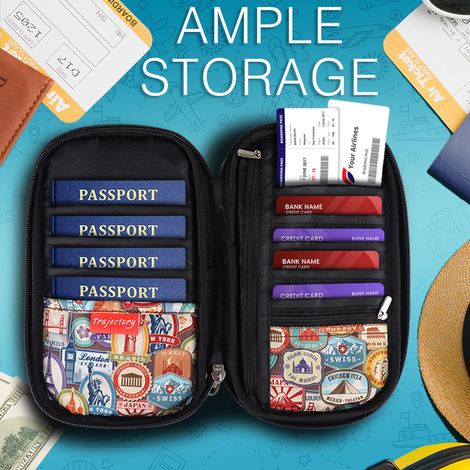 Trajectory Travel Polyester Passport and Card Holder and Wallet Organiser Case