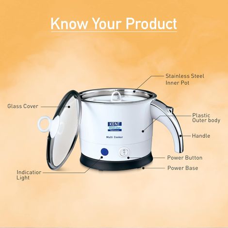 KENT 1.2 L Multicooker - Inner Stainless Steel Without Welding