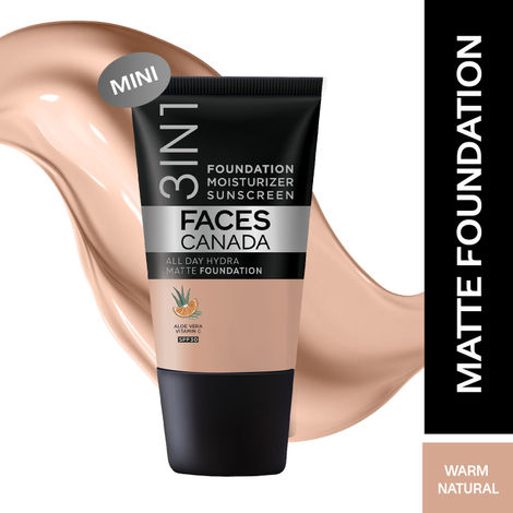 Faces Canada 3in1 All Day Hydra Matte Foundation + Moisturizer + SPF 30 | Warm Natural 021