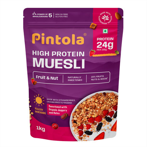 Pintola 24G High Protein Muesli - Fruit & Nut | Gluten-Free - Naturally Sweetened