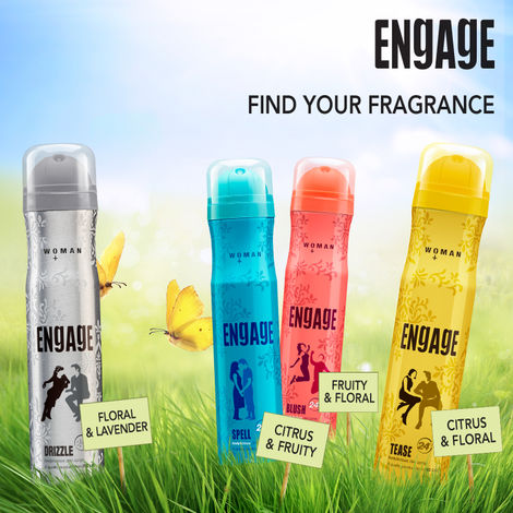 Engage Drizzle Deodorant For Women, Floral and Lavender, Deo Body Spray