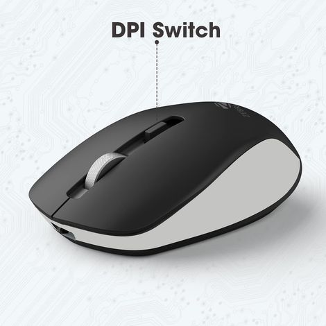 Zebronics Zeb-Jaguar Wireless Mouse, 2.4GHz with USB Nano Receiver, 4 Buttons, Plug & Play, Ambidextrous, for PC/Mac/Laptop - Black+Grey