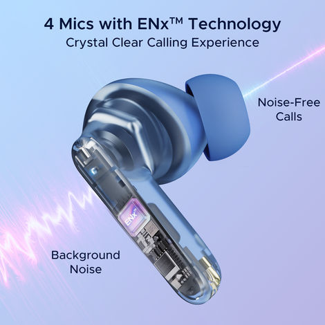 boAt Airdopes 191 ANC TWS Earbuds with mic,32dB ANC, Ambient Mode, 60HRS Battery, 4Mics ENx, in-Ear Detection, IWP Tech, Fast Charge, v5.3 Bluetooth Earbuds - Pellucid Blue