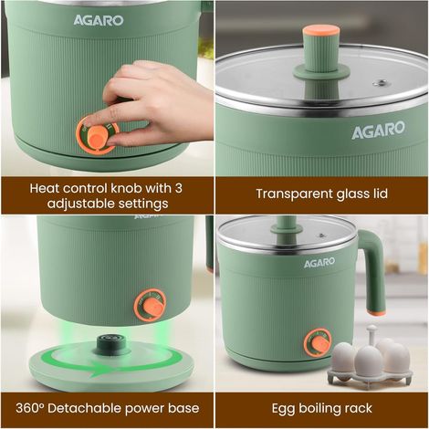 Agaro Regency Multi Cook Kettle Steamer 1.2l Inne Pot Double Layered Body Variable Temperature 600W