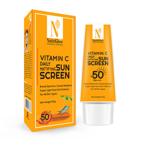 NutriGlow Advanced Organics Sunscreen - SPF 50 PA++++ Vitamin C Mattifying Sunscreen