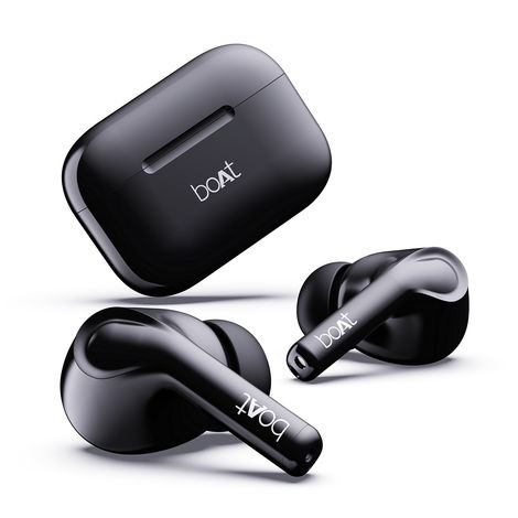 boAt Airdopes 163 TWS Earbuds w/ 40H Playtime, ASAP Charge , 13mm Drivers & ENx Tech (Pebble Black)