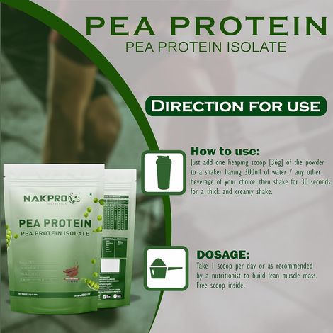 Nakpro 100% Pea Protein Isolate Chocolate - 26G Protein 4.9G Bcaa