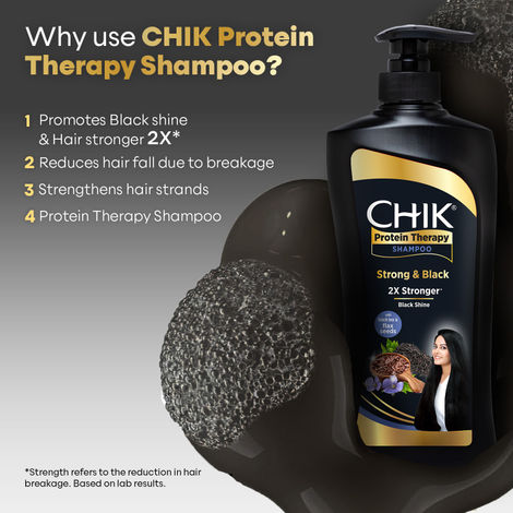 Chik Protein Therapy Shampoo| For Strong & Black Hair | With The Goodness Of Black Tea, and Flax Seeds