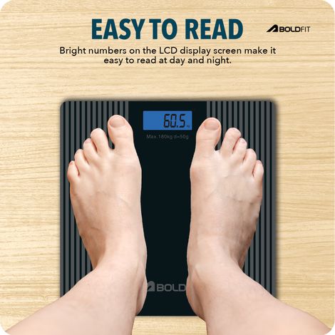 Boldfit Weight Machine for Body Weight Weighing | Digital Large LCD Display - Black | Nexus