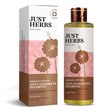 Just Herbs Anti-Dandruff Shampoo With Hibiscus And Vetiver For Men And Women
