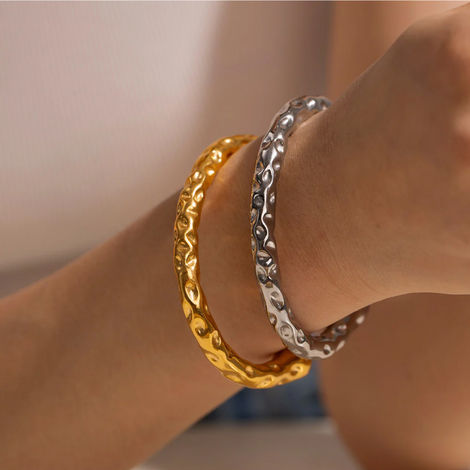 Just Lil Things Irregular Texture Silver Bracelets | Jltb0390