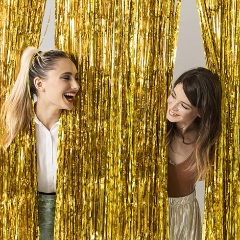 Party Propz Golden Foil Curtain - Pack Of 2
