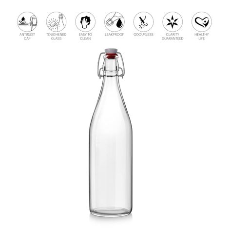 Cello Glass Aquaria Water Bottle Freezer Safe | Clear - 1 L