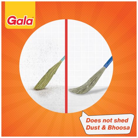 Gala No Dust 90 cm Broom / Jhadu | Plastic, Blue & Brown)