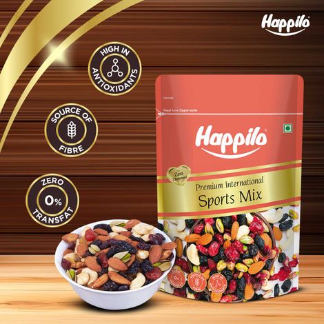 Happilo International Sports Mix|Almonds, Cashews, Raisins, Cranberries, Blueberries|Healthy Snack