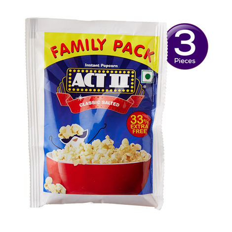 ACT II Instant Popcorn - Classic Salted, Family Pack, Hot & Fresh in 3 mins Combo