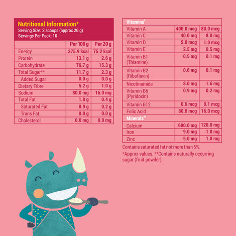 Slurrp Farm Ragi Rice Strawberry Instant Healthy Cereal | Mildly Sweetened With Date Powder