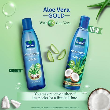 Parachute Advansed Aloe Vera Enriched Coconut Hair Oil Gold |5X Aloe Vera With Coconut Oil