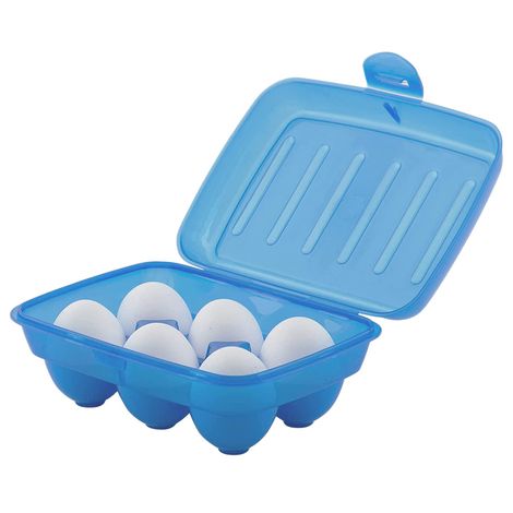 Kuber Industries Plastic 6 Slot Egg Container | Refrigerator & Kitchen Tray | Blue