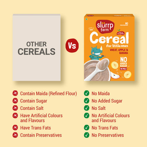 Slurrp Farm Wheat Apple and Banana Instant Healthy Cereal 100% Natural | No Added Sugar | No Milk