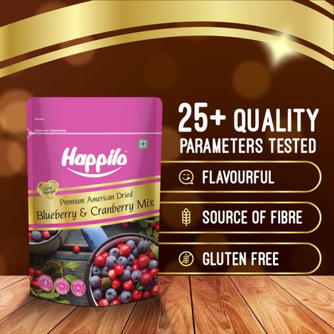 Happilo Dried Blueberry Cranberry Duet|Zero Trans Fat|Dry Fruits