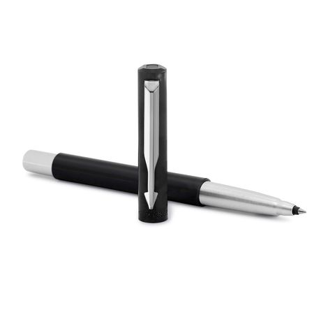 Parker Vector Standard Roller Ball Pen Chrome Trim Black Body (Blue Ink)