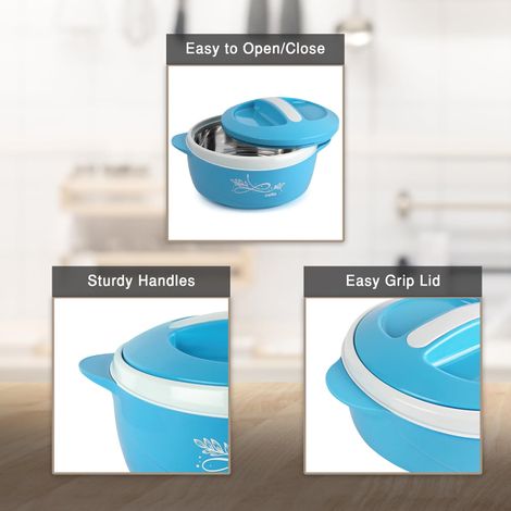 Cello Sapphire Insulated Inner Steel Casserole for Roti, 1500ml, Blue