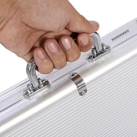 Toyshine Casino Style Poker Chips Set with Aluminum Finish Case, 2 Decks of Cards, 5 Dice, 1 Dealer Button - 200 Chip set