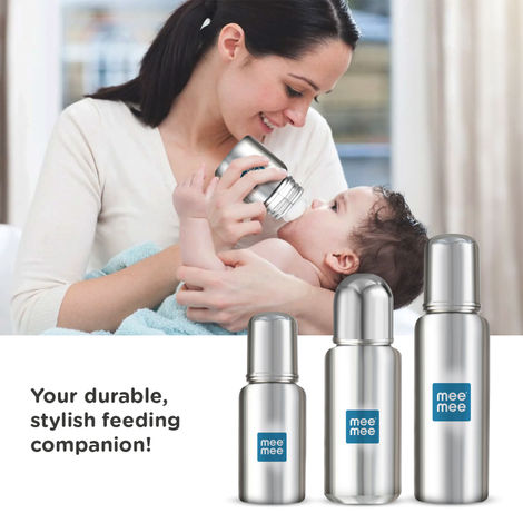 Mee Mee Premium Steel Feeding Bottle Silver
