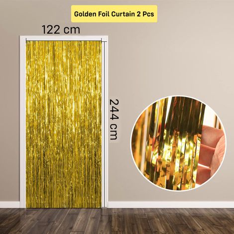 Party Propz Golden Foil Curtain - Pack Of 2
