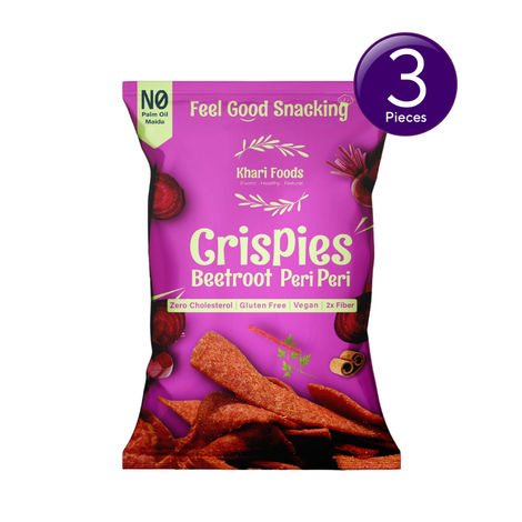 Khari Foods Peri Peri Beetroot Crispies Chips - No Palm Oil Combo 