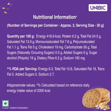 UNIBIC Sugar Free Oatmeal Cookies