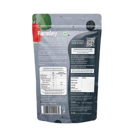 Farmley Black Pepper Roasted Cashews-Kaju Snacks