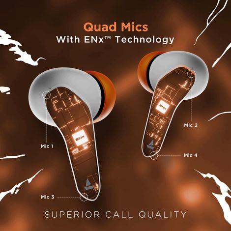 boAt Immortal 128 TWS Earbuds for Gaming w/ 40H Playtime, BEAST Mode & RGB LEDs (White Sabre)