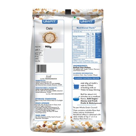 Unifit Oats | High Fiber and Protein | Healthy Breakfast Choice