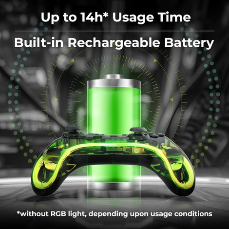 Zebronics Zeb Max Link Plus Wireless Gamepad, RGB, Haptic, Rechargeable Battery, PS4 PS3 Xbox 360 Windows X-Input and D-input/Android Media Box