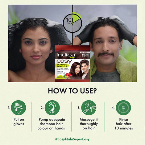 Indica Easy Do-It-Yourself Dark Brown Hair Color with 5 Herbal Extracts and 100% Ammonia Free Long Lasting Formula