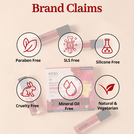 Enn Beauty Semi Matte Liquid Lipsticks | Perfect Nudes