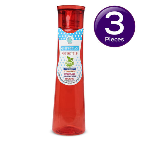 Steelo Plastic Selina Bottle | Red - 1 L Combo