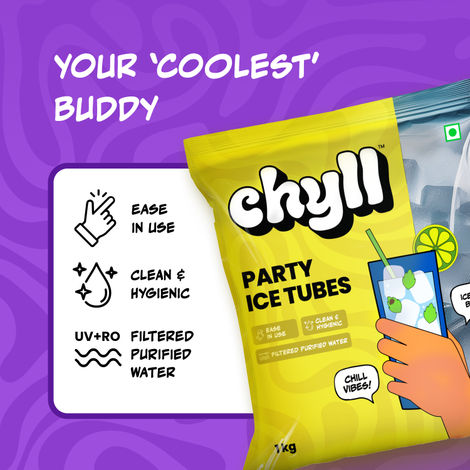 Chyll Party Ice Cubes (Tubes) | Assorted (1kg) & Schweppes Indian Tonic Water (300ml) Combo