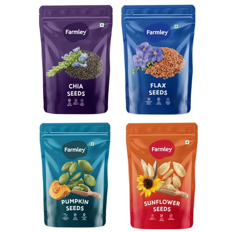 Farmley Premium Seeds- Chia, Flax, Pumpkin & Sunflower Seeds 4 Pack Combo