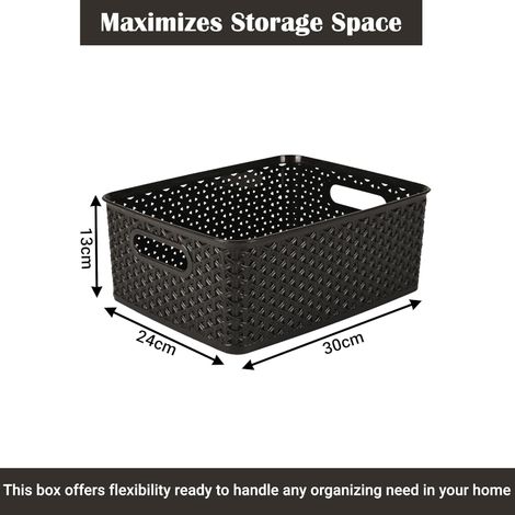 Kuber Industries 3 Pcs Stackable Storage Box Set | Multi-Purpose Organizer for Baby - Black