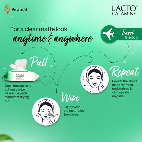 Lacto Calamine Makeup Remover Wipes With Aloe Vera, Cucumber And Vitamin E