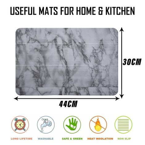 Kuber Industries Marble Table Placemat for Dining Room|6 Piece Set|Gray