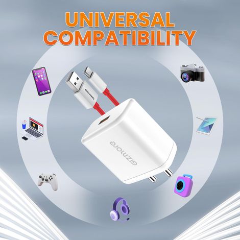 Gizmore Pa665 Dash Svooc Usb Output 65W Ultra Super Fast Charger - White & Red