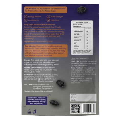 Khari Foods Black Raisins Dried