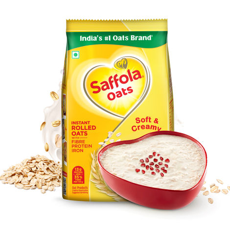 Saffola Oats, Instant Rolled Oats, Soft & Creamy Oats, Power of Protein, Iron & Fibre