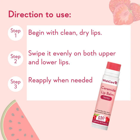 Wishcare Tinted Ceramide Lip Balm With SPF 50 PA+++ - Kojic Acid & Niacinamide