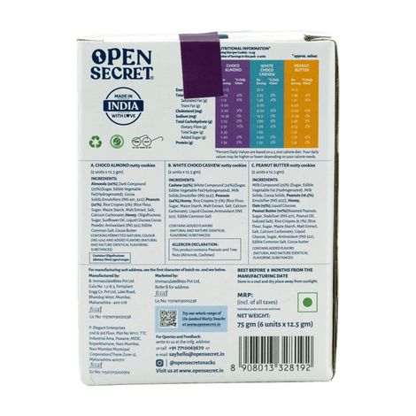 Open Secret Zero Maida Assorted Chocolate Cookies | Pack of 6 | Healthy Snacks, High Protein Snack