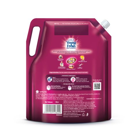 Ujala Young & Fresh Aura Fabric Conditioner Pouch with French Perfume for Machine and Bucket Wash